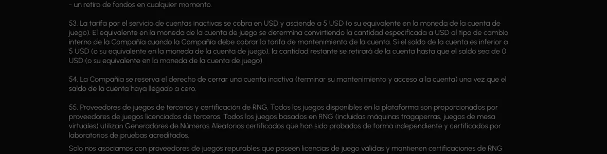 Punto del contrato sobre proveedores de juegos de terceros y certificación de generadores de números aleatorios